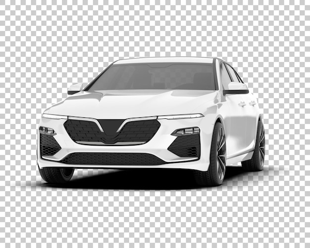 Auto de la ciudad blanco sobre un fondo transparente Ilustración de renderización 3D