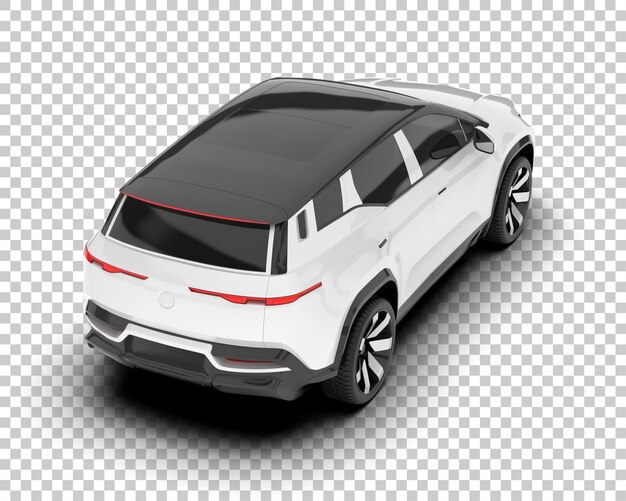 Auto de la ciudad blanco sobre un fondo transparente Ilustración de renderización 3D