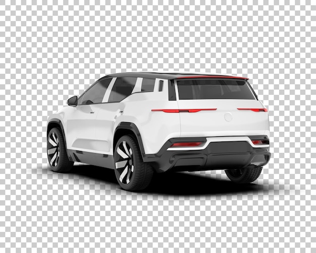 Auto de la ciudad blanco sobre un fondo transparente Ilustración de renderización 3D
