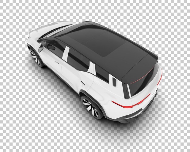 Auto de la ciudad blanco sobre un fondo transparente Ilustración de renderización 3D