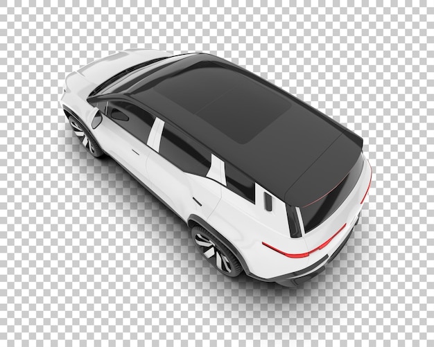 Auto de la ciudad blanco sobre un fondo transparente Ilustración de renderización 3D