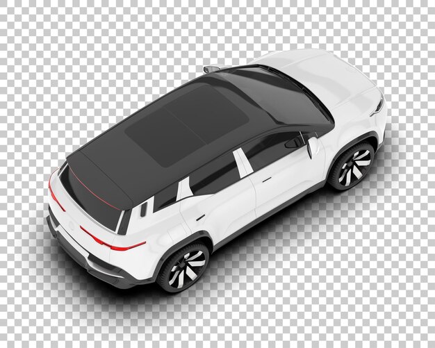 Auto de la ciudad blanco sobre un fondo transparente Ilustración de renderización 3D