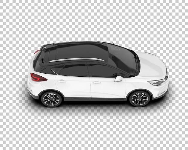 Auto de la ciudad blanco sobre un fondo transparente Ilustración de renderización 3D