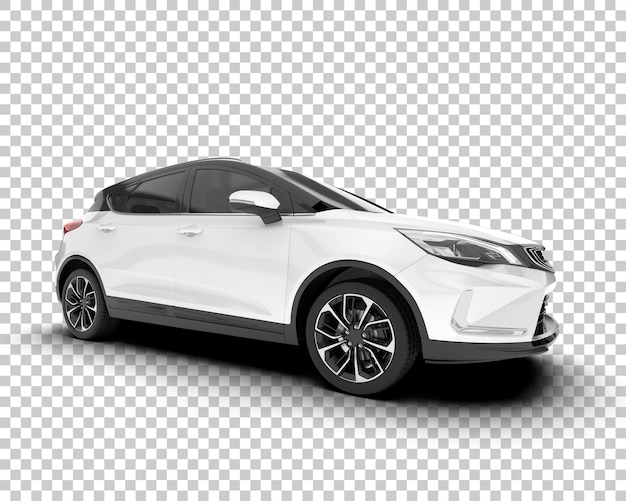 Auto de la ciudad blanco sobre un fondo transparente Ilustración de renderización 3D