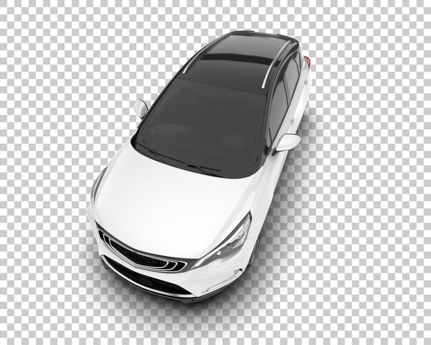 Auto de la ciudad blanco sobre un fondo transparente Ilustración de renderización 3D