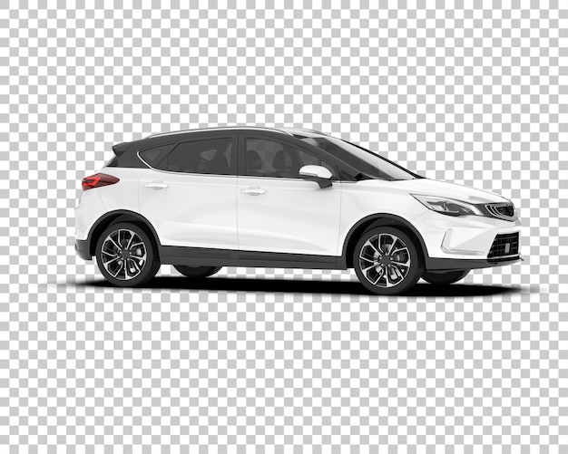 Auto de la ciudad blanco sobre un fondo transparente Ilustración de renderización 3D