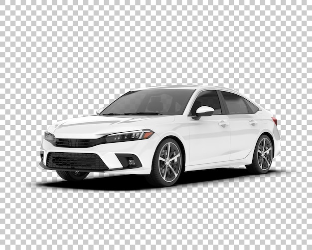 Auto de la ciudad blanco sobre un fondo transparente Ilustración de renderización 3D