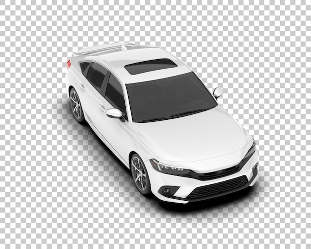Auto de la ciudad blanco sobre un fondo transparente Ilustración de renderización 3D