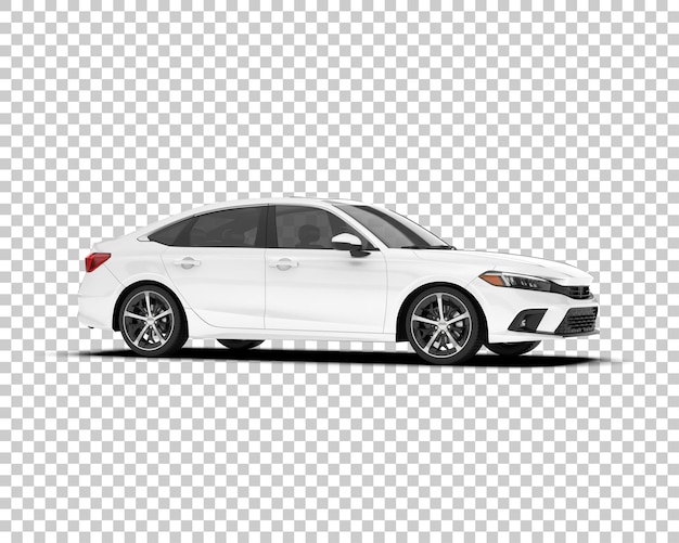 Auto de la ciudad blanco sobre un fondo transparente Ilustración de renderización 3D
