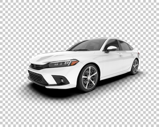 Auto de la ciudad blanco sobre un fondo transparente Ilustración de renderización 3D