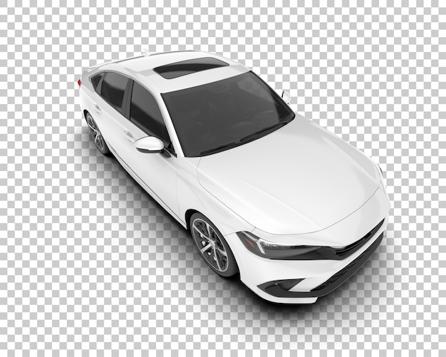 Auto de la ciudad blanco sobre un fondo transparente Ilustración de renderización 3D