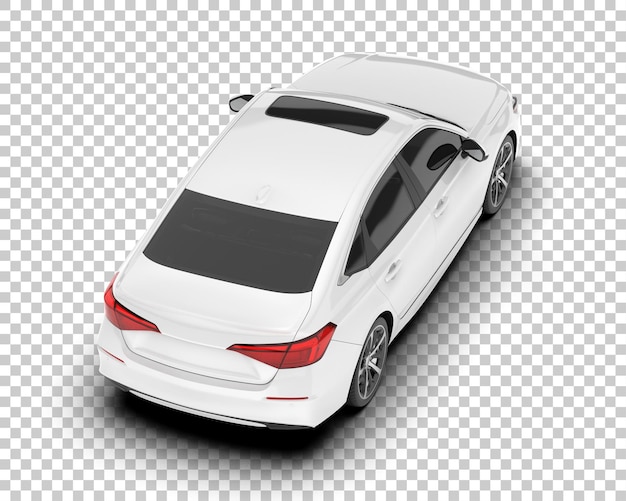 Auto de la ciudad blanco sobre un fondo transparente Ilustración de renderización 3D