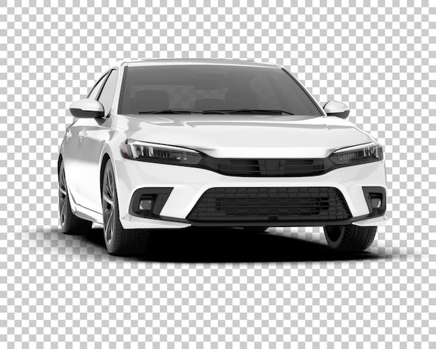 Auto de la ciudad blanco sobre un fondo transparente Ilustración de renderización 3D