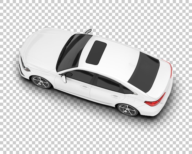 Auto de la ciudad blanco sobre un fondo transparente Ilustración de renderización 3D