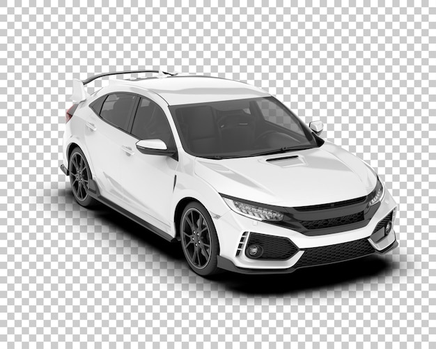 Auto de la ciudad blanco sobre un fondo transparente Ilustración de renderización 3D