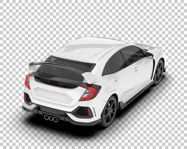 Auto de la ciudad blanco sobre un fondo transparente Ilustración de renderización 3D