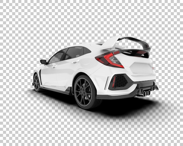 Auto de la ciudad blanco sobre un fondo transparente Ilustración de renderización 3D