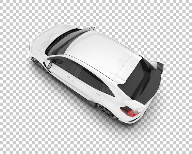 Auto de la ciudad blanco sobre un fondo transparente Ilustración de renderización 3D