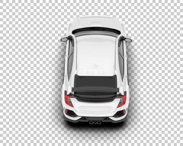 Auto de la ciudad blanco sobre un fondo transparente Ilustración de renderización 3D