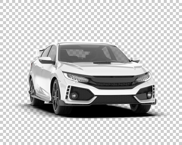 Auto de la ciudad blanco sobre un fondo transparente Ilustración de renderización 3D