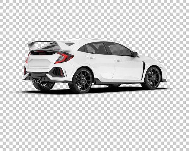 Auto de la ciudad blanco sobre un fondo transparente Ilustración de renderización 3D