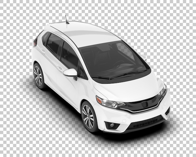 Auto de la ciudad blanco sobre un fondo transparente Ilustración de renderización 3D