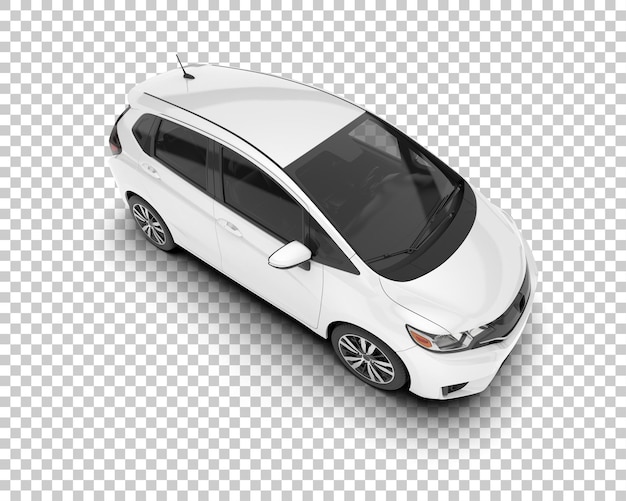 Auto de la ciudad blanco sobre un fondo transparente Ilustración de renderización 3D