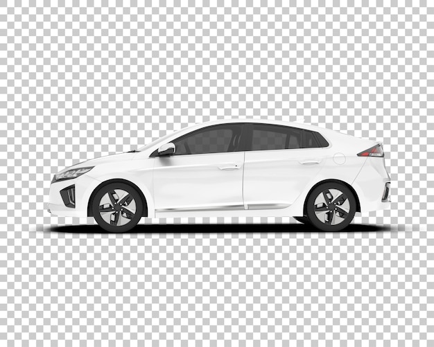 Auto de la ciudad blanco sobre un fondo transparente Ilustración de renderización 3D