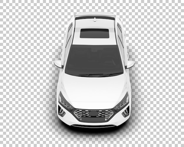 Auto de la ciudad blanco sobre un fondo transparente Ilustración de renderización 3D