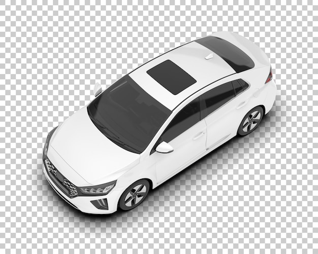 Auto de la ciudad blanco sobre un fondo transparente Ilustración de renderización 3D