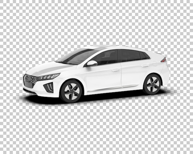 Auto de la ciudad blanco sobre un fondo transparente Ilustración de renderización 3D