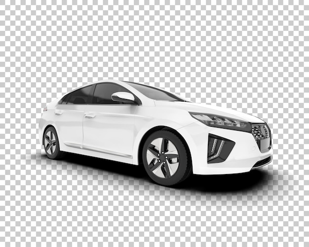 Auto de la ciudad blanco sobre un fondo transparente Ilustración de renderización 3D