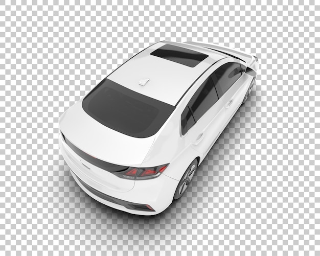 Auto de la ciudad blanco sobre un fondo transparente Ilustración de renderización 3D