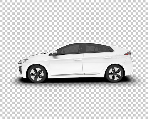 Auto de la ciudad blanco sobre un fondo transparente Ilustración de renderización 3D