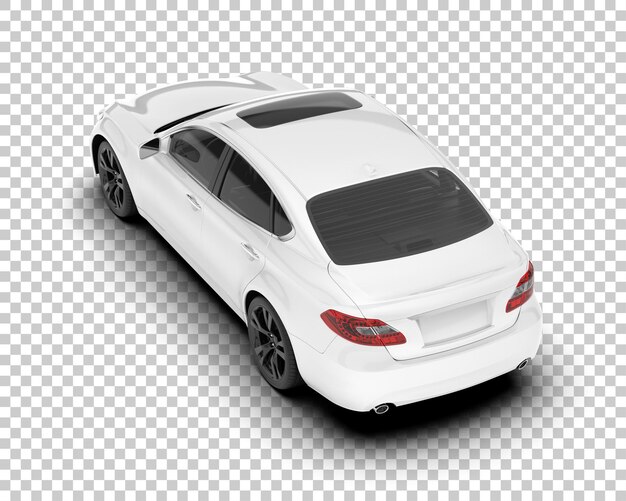 Auto de la ciudad blanco sobre un fondo transparente Ilustración de renderización 3D