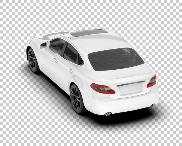 Auto de la ciudad blanco sobre un fondo transparente Ilustración de renderización 3D