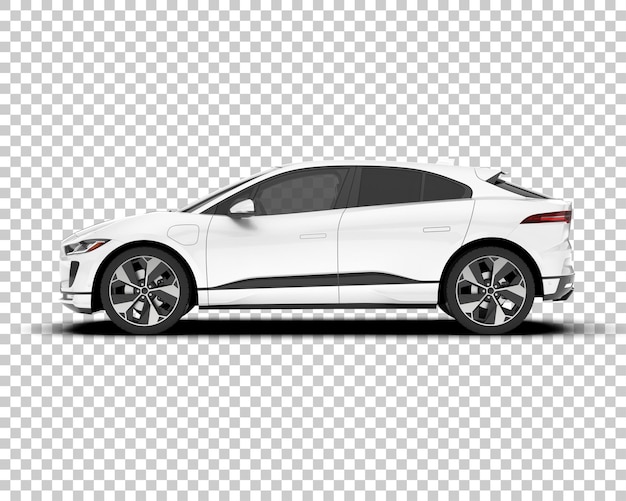 Auto de la ciudad blanco sobre un fondo transparente Ilustración de renderización 3D