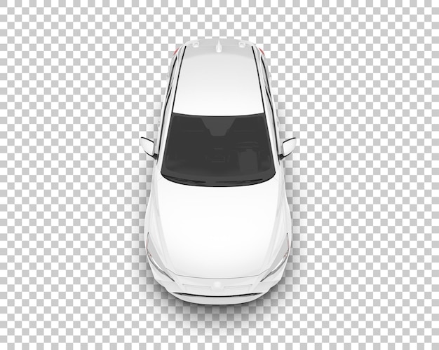 Auto de la ciudad blanco sobre un fondo transparente Ilustración de renderización 3D