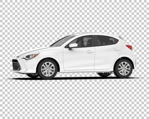 Auto de la ciudad blanco sobre un fondo transparente Ilustración de renderización 3D