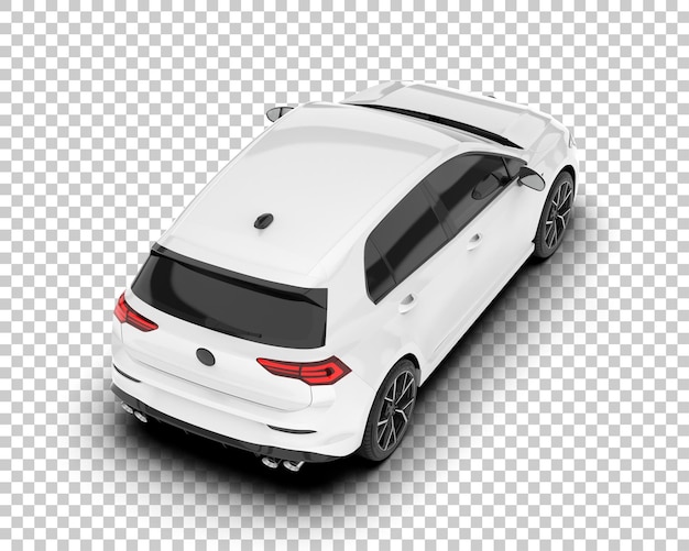 Auto de la ciudad blanco sobre un fondo transparente Ilustración de renderización 3D