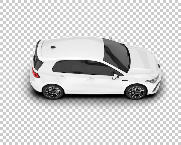 Auto de la ciudad blanco sobre un fondo transparente Ilustración de renderización 3D