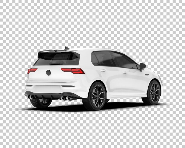 Auto de la ciudad blanco sobre un fondo transparente Ilustración de renderización 3D