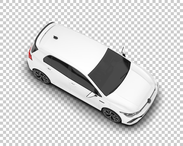 Auto de la ciudad blanco sobre un fondo transparente Ilustración de renderización 3D