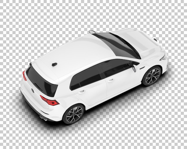 Auto de la ciudad blanco sobre un fondo transparente Ilustración de renderización 3D