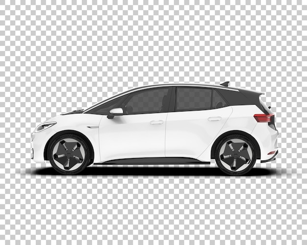 Auto de la ciudad blanco sobre un fondo transparente Ilustración de renderización 3D