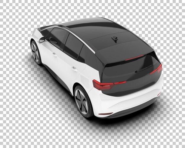 Auto de la ciudad blanco sobre un fondo transparente Ilustración de renderización 3D