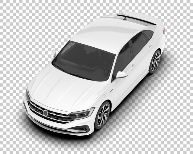 Auto de la ciudad blanco sobre un fondo transparente Ilustración de renderización 3D