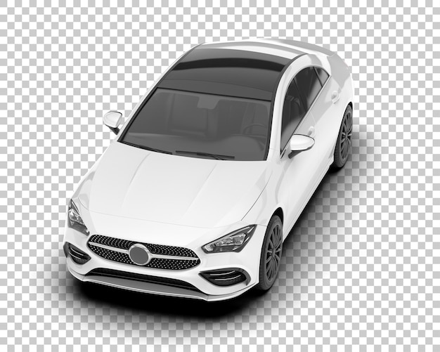Auto de la ciudad blanco sobre un fondo transparente Ilustración de renderización 3D