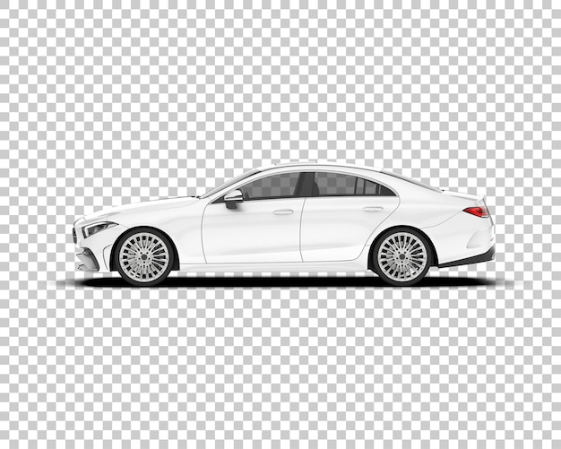 Auto de la ciudad blanco sobre un fondo transparente Ilustración de renderización 3D