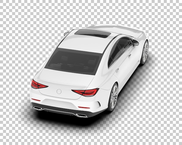 Auto de la ciudad blanco sobre un fondo transparente Ilustración de renderización 3D